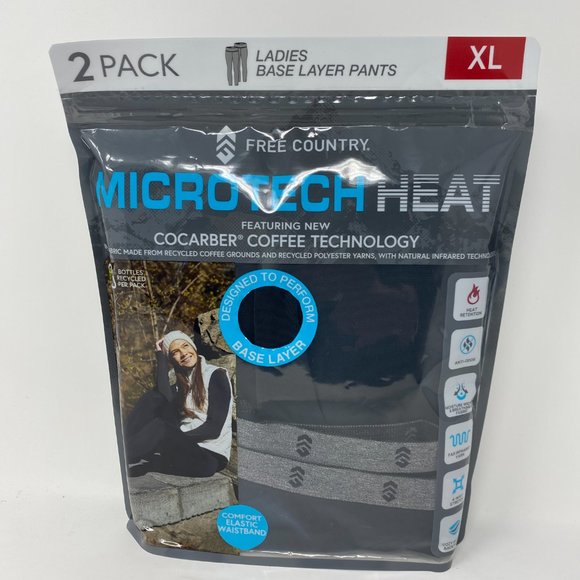 2-PACK Free Country Women Black Microtech Heat Soft Base Layer Pants L, XL, XXL - Picture 6 of 10